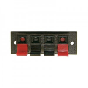 Speaker Terminals - 4 Pole Push Type mounted on flat plastic plate 65 x 24